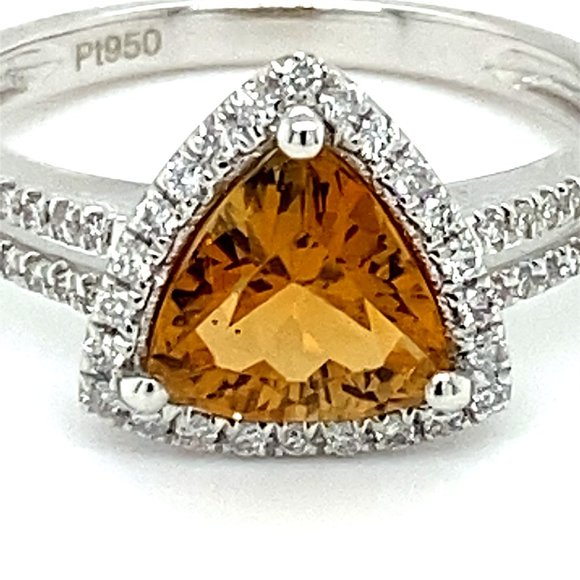 Orange Tourmaline 1.40ct Diamonds Platinum Ring - Picture 6 of 7